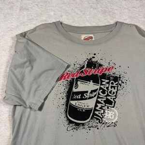 Red Stripe Jamaican Lager T Shirt Men Size XL Grey Cool Since 1928 Graphic Tee